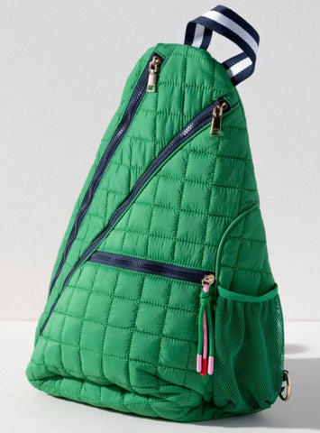 SHIRALEAH EZRA QUILTED NYLON SLING BAG, GREEN