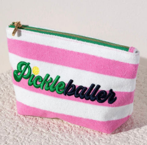 SHIRALEAH "PICKLEBALLER" ZIP POUCH, PINK