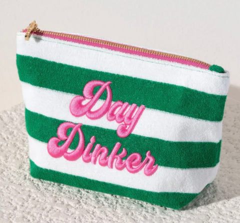 SHIRALEAH "DAY DINKER" ZIP POUCH, GREEN