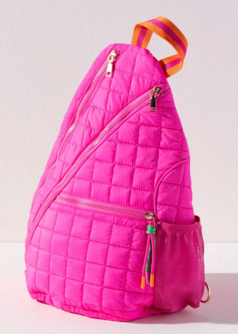 SHIRALEAH EZRA QUILTED NYLON SLING BAG, MAGENTA