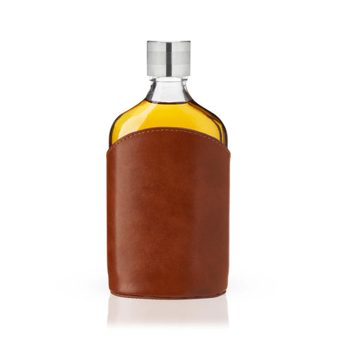 PARKER LEATHER-WRAPPED GLASS FLASK