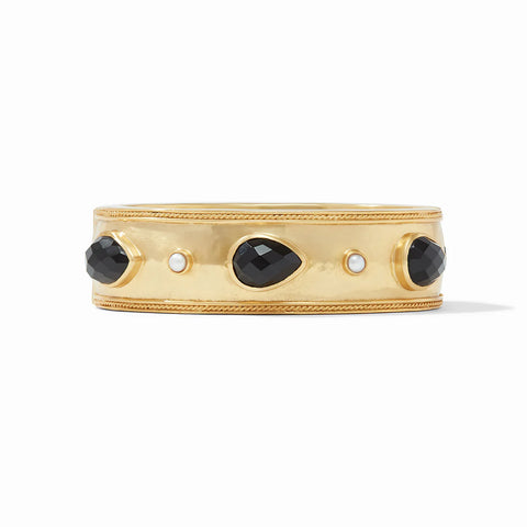 Cannes Statement Hinge Bangle Gold Obsidian Black