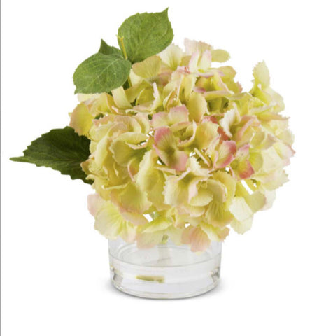 9” Green Hydrangea in Glass